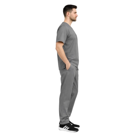 Komplet medyczny męski szary CLINIC SLIM roz. 3XL – komplet medyczny – strój medyczny - inne ujęcie Komplet medyczny męski szary CLINIC SLIM roz. 3XL – komplet medyczny – strój medyczny - inne ujęcie